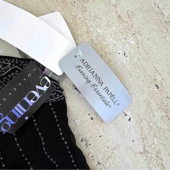 New! Adrianna Papell Beaded Tank, Size S, black - Picture 10 of 13